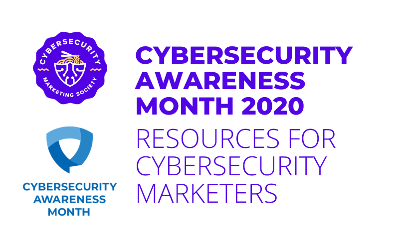 Logo of the Cybersecurity Marketing Society and Cybersecurity Awareness Month